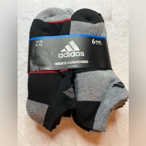 Men’s Adidas Cushioned No Show Socks 6-Pair Shoe Sz 6-12 NWT MSRP $20 Gray/Black